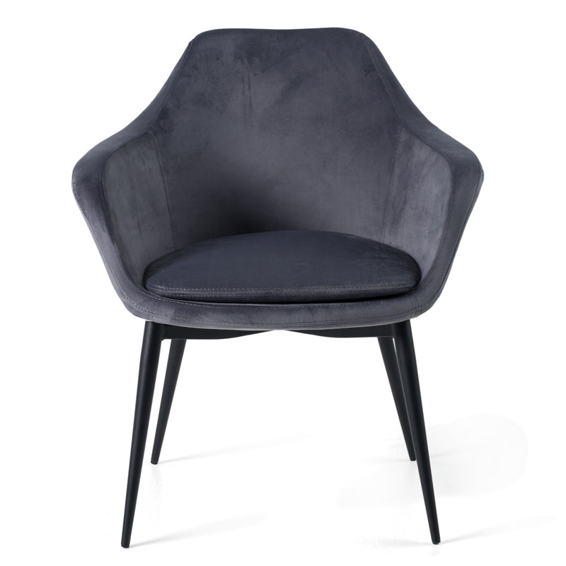 Wilson - Modern Grey Velvet & Black Dining Chair — view 2