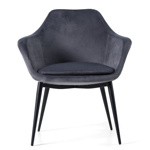Wilson - Modern Grey Velvet & Black Dining Chair
