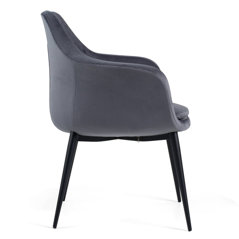 Wilson - Modern Grey Velvet & Black Dining Chair — view 3