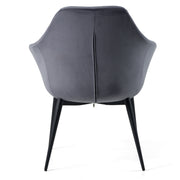 Wilson - Modern Grey Velvet & Black Dining Chair — view 4