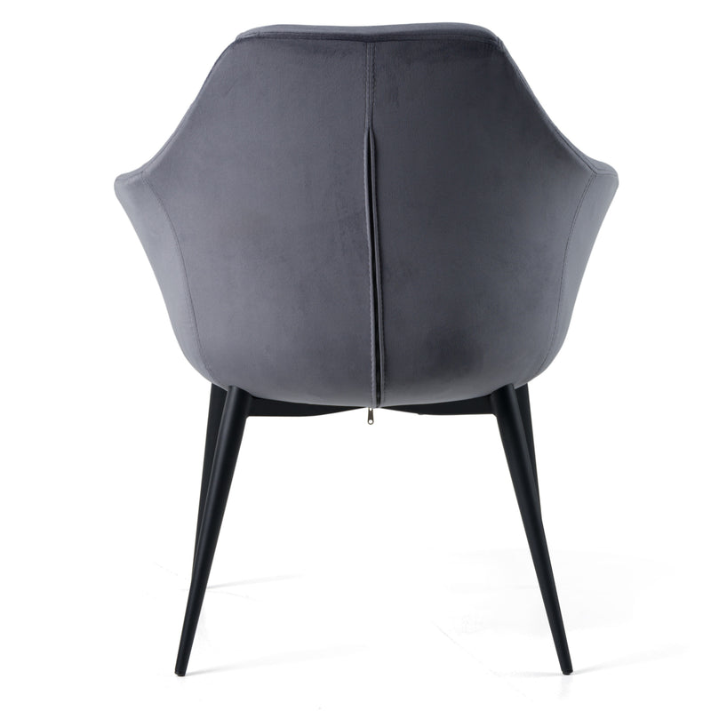 Wilson - Modern Grey Velvet & Black Dining Chair — view 4