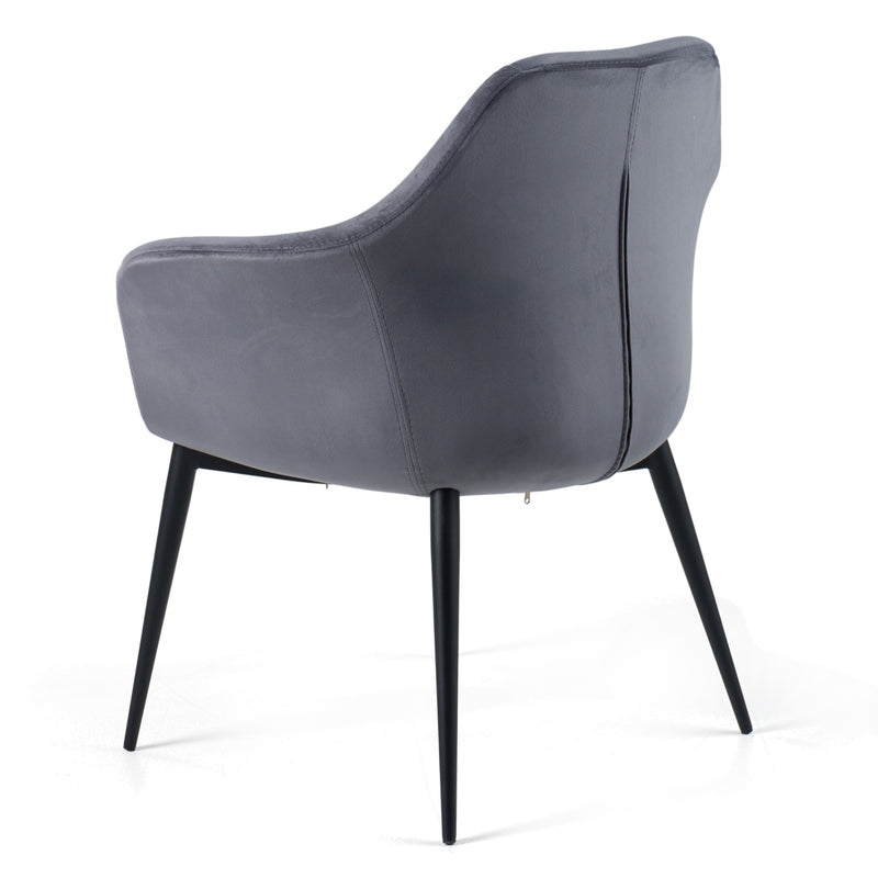 Wilson - Modern Grey Velvet & Black Dining Chair — view 5