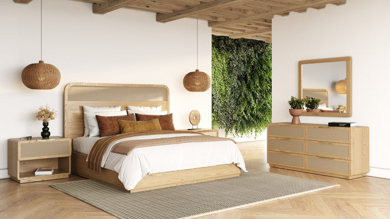 Gavin - Modern Natural Ash + Rattan Nightstand — view 3