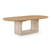Wolff - Modern White Oak + Faux Travertine Dining Table — view 2