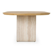 Wolff - Modern White Oak + Faux Travertine Dining Table — view 3