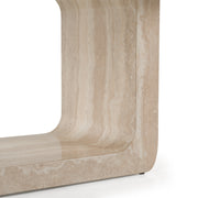Wolff - Modern White Oak + Faux Travertine Dining Table — view 4