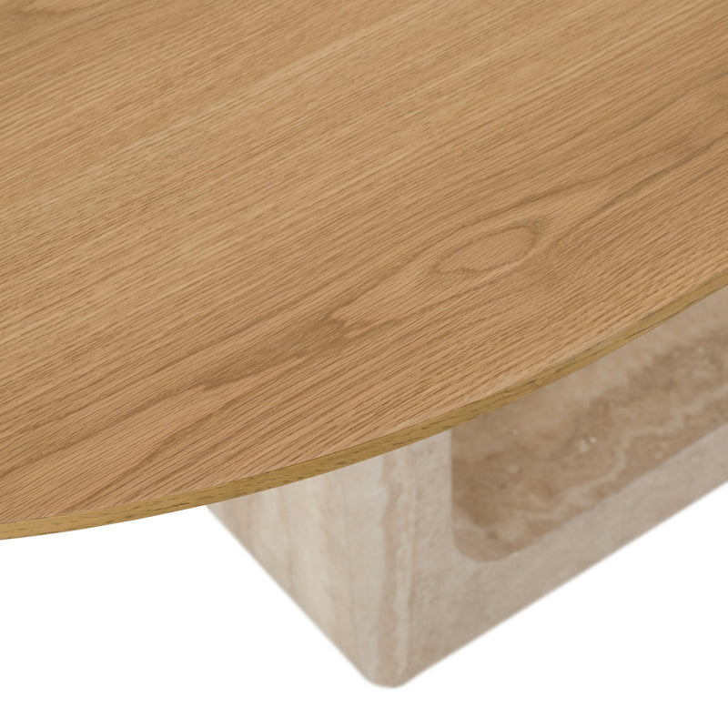 Wolff - Modern White Oak + Faux Travertine Dining Table — view 5