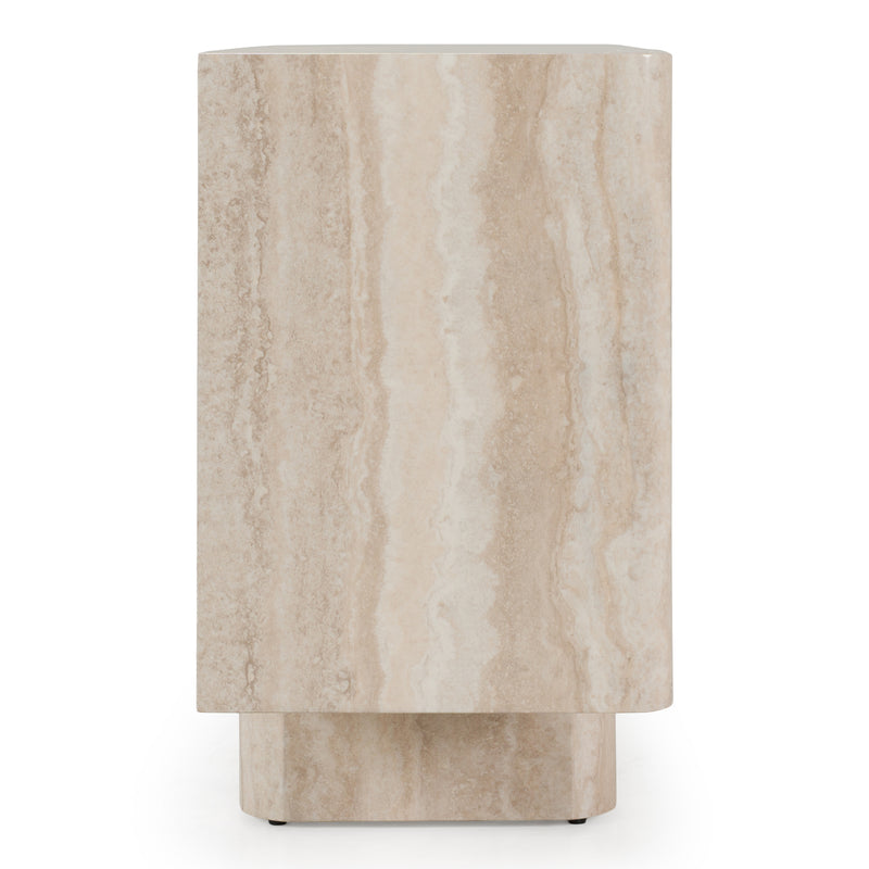 Wolff - Modern White Oak + Faux Travertine Buffet — view 4