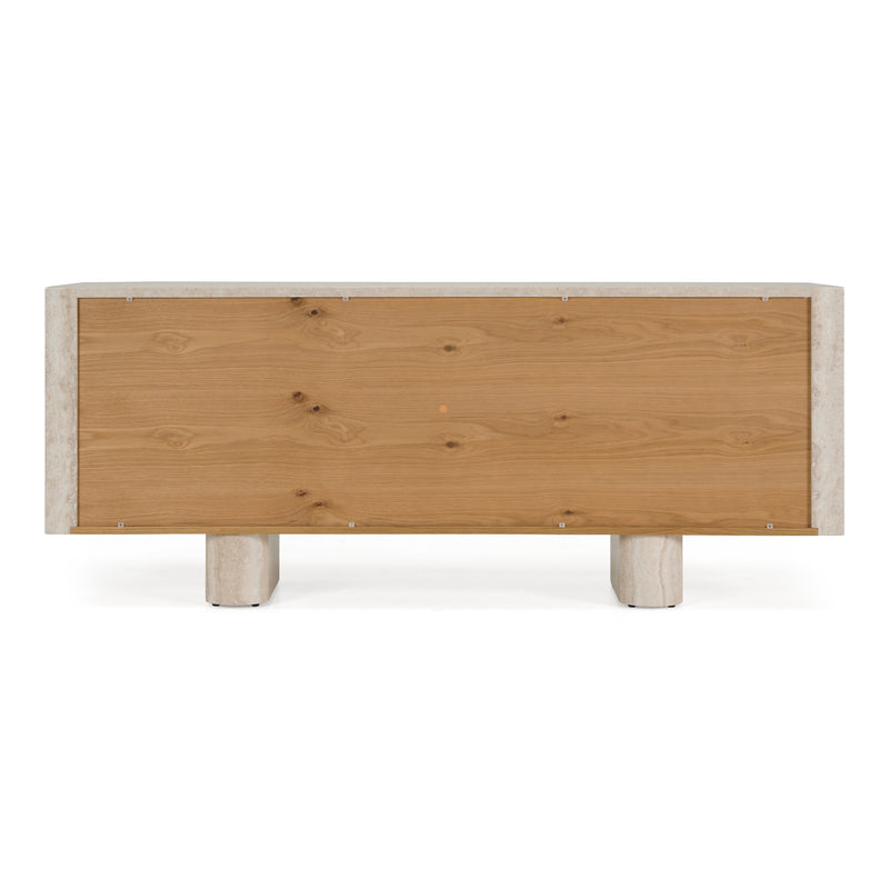 Wolff - Modern White Oak + Faux Travertine Buffet — view 5