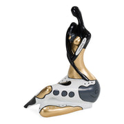 Woman Crossed Legs - Black + White + Gold Sculpture — view 2