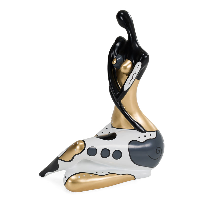 Woman Crossed Legs - Black + White + Gold Sculpture — view 2