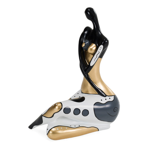 Woman Crossed Legs - Black + White + Gold Sculpture — view 2