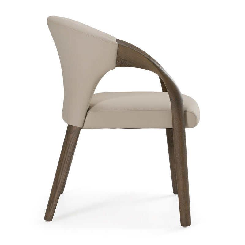 Wynetta Mid-Century Modern Grey Vegan Leather + Grey Ash Dining Chair — view 2