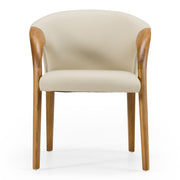 Wynetta Mid-Century Modern Grey Vegan Leather + Walnut Dining Chair — view 5