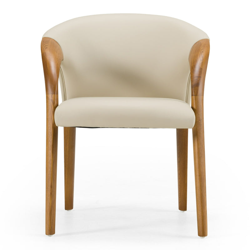 Wynetta Mid-Century Modern Grey Vegan Leather + Walnut Dining Chair — view 5