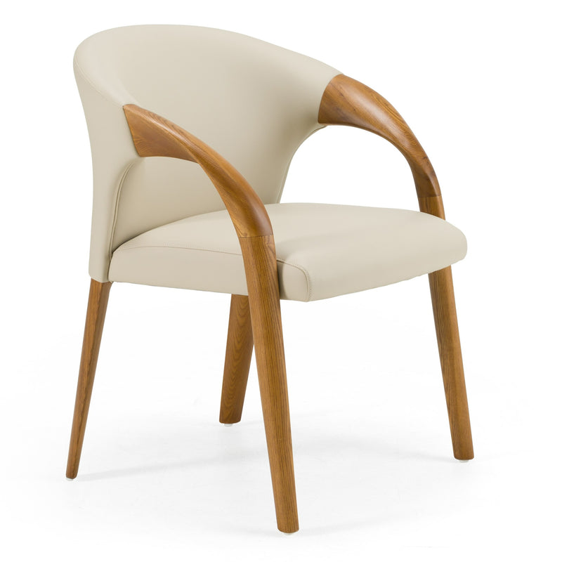 Wynetta Mid-Century Modern Grey Vegan Leather + Walnut Dining Chair — view 4