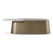 Yano - Modern White Marble + Antique Brass Coffee Table — view 3