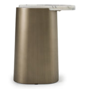 Yano - Modern White Marble + Antique Brass End Table — view 2