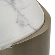 Yano - Modern White Marble + Antique Brass End Table — view 5