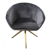 Yara Modern Grey Velvet & Bronze Dining Chair — view 5