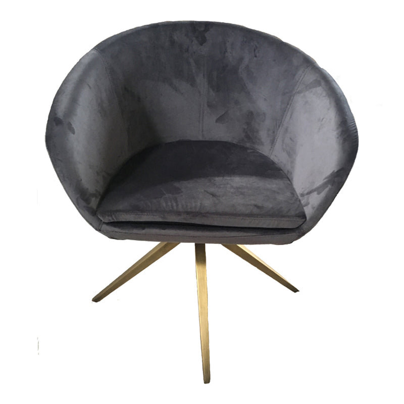 Yara Modern Grey Velvet & Bronze Dining Chair — view 5