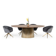 Yara Modern Grey Velvet & Bronze Dining Chair — view 3