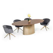 Yara Modern Grey Velvet & Bronze Dining Chair — view 4