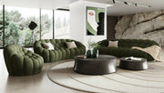 Yolonda - Modern Curved Green Fabric Loveseat — view 2