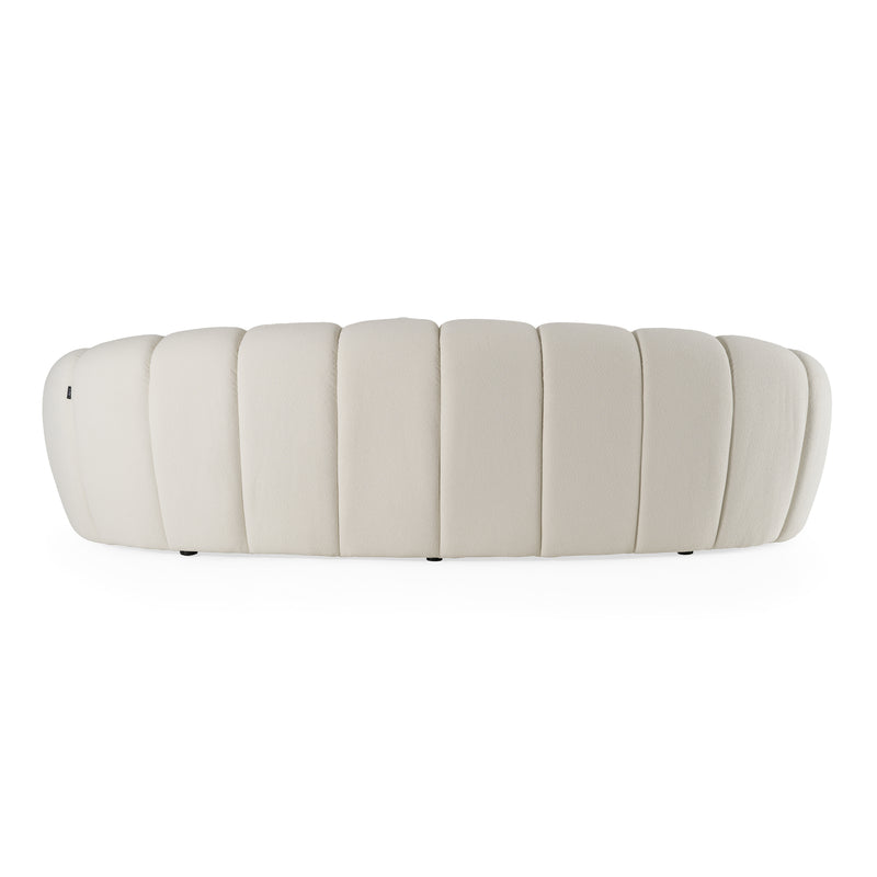 Yolonda - Modern Curved Off-White Fabric Sofa — view 4