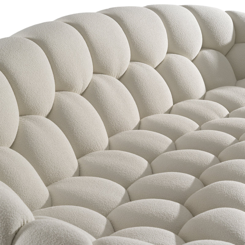 Yolonda - Modern Curved Off-White Fabric Sofa — view 5