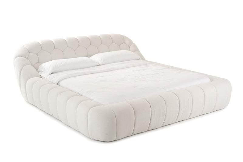 Yolonda + Dustin - Modern Off-White Fabric + Natural Oak 4-Piece Bedroom Set — view 2