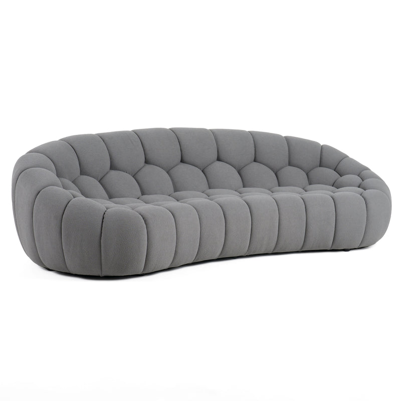 Yolonda - Modern Curved Light Grey Fabric Sofa