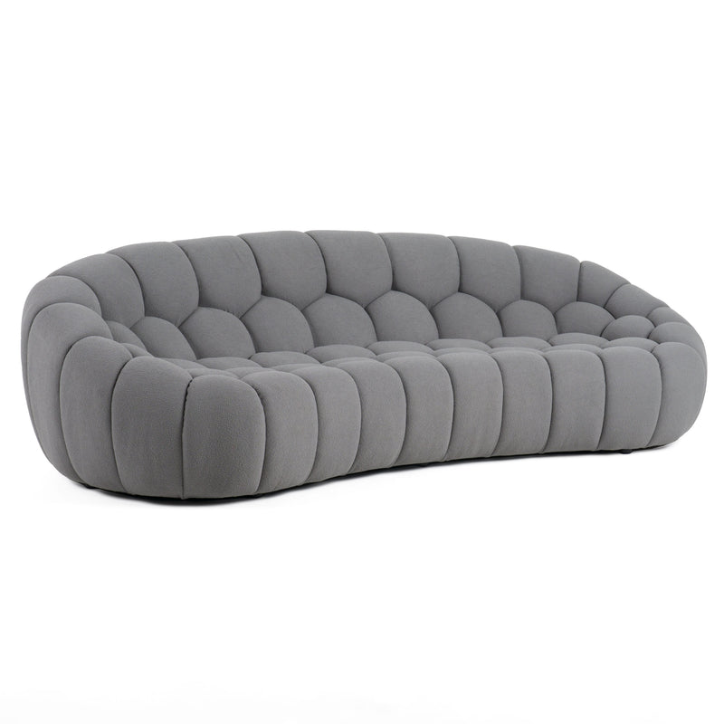 Yolonda - Modern Curved Light Grey Fabric Sofa Set
