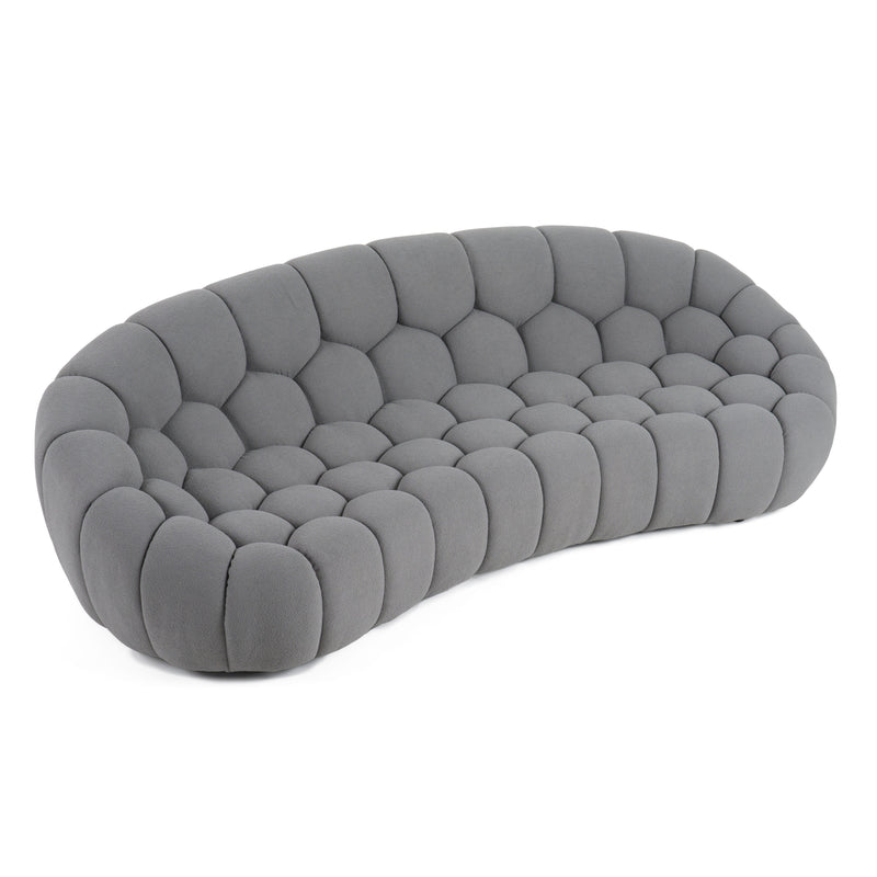 Yolonda - Modern Curved Light Grey Fabric Sofa — view 2