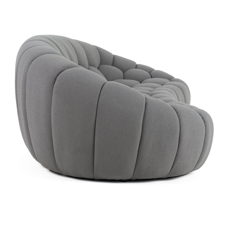 Yolonda - Modern Curved Light Grey Fabric Sofa — view 3