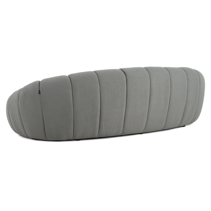 Yolonda - Modern Curved Light Grey Fabric Sofa — view 5