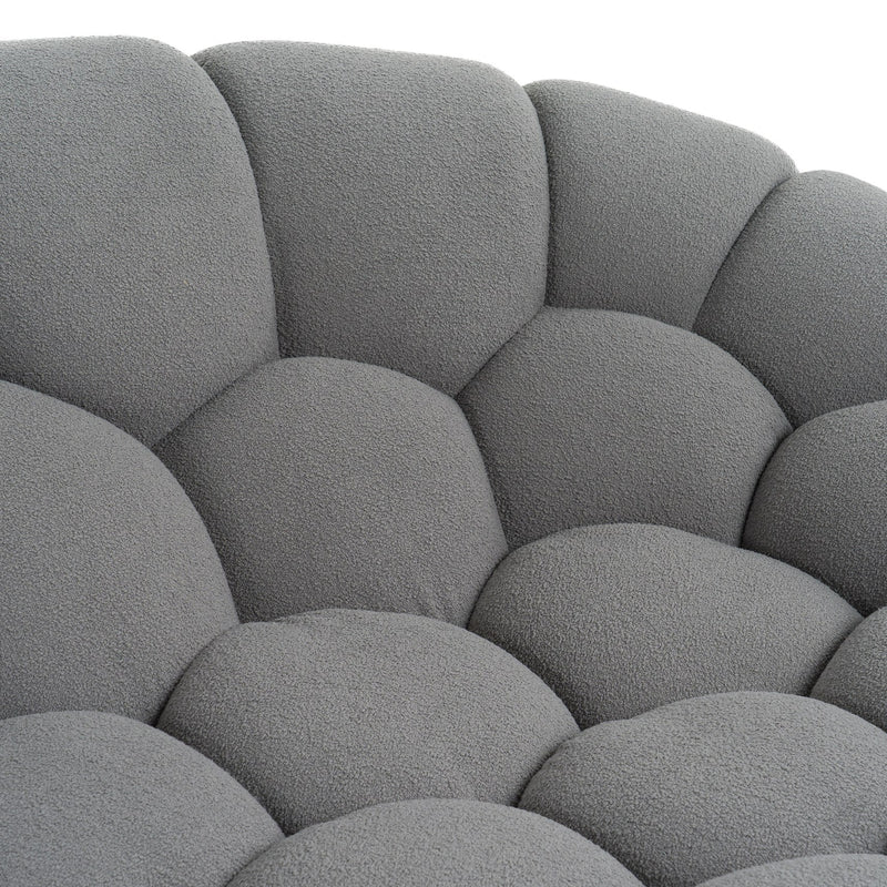 Yolonda - Modern Curved Light Grey Fabric Sofa Set — view 3