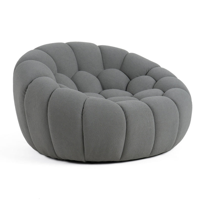 Yolonda - Modern Curved Light Grey Fabric Chair