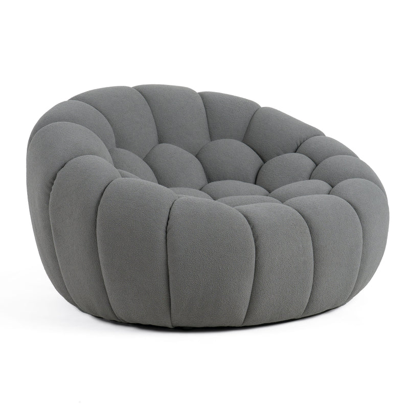 Yolonda - Modern Curved Light Grey Fabric Sofa Set — view 4