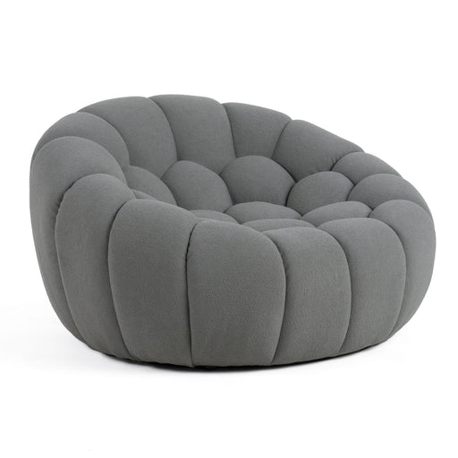 Yolonda - Modern Curved Light Grey Fabric Chair