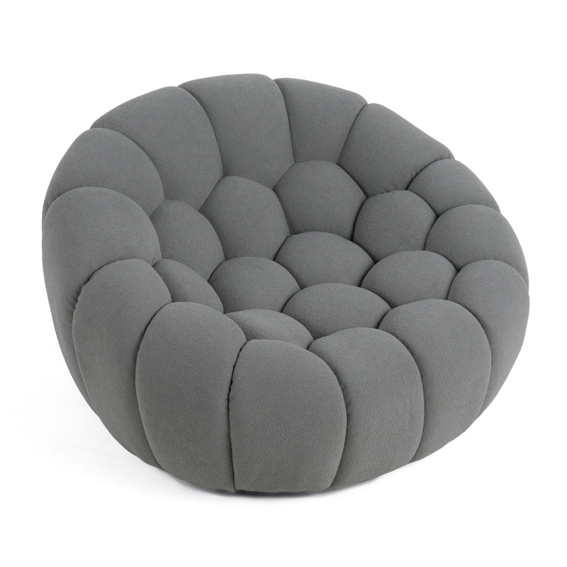 Yolonda - Modern Curved Light Grey Fabric Chair — view 2
