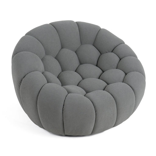 Yolonda - Modern Curved Light Grey Fabric Chair — view 2