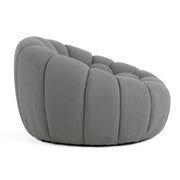Yolonda - Modern Curved Light Grey Fabric Chair — view 3