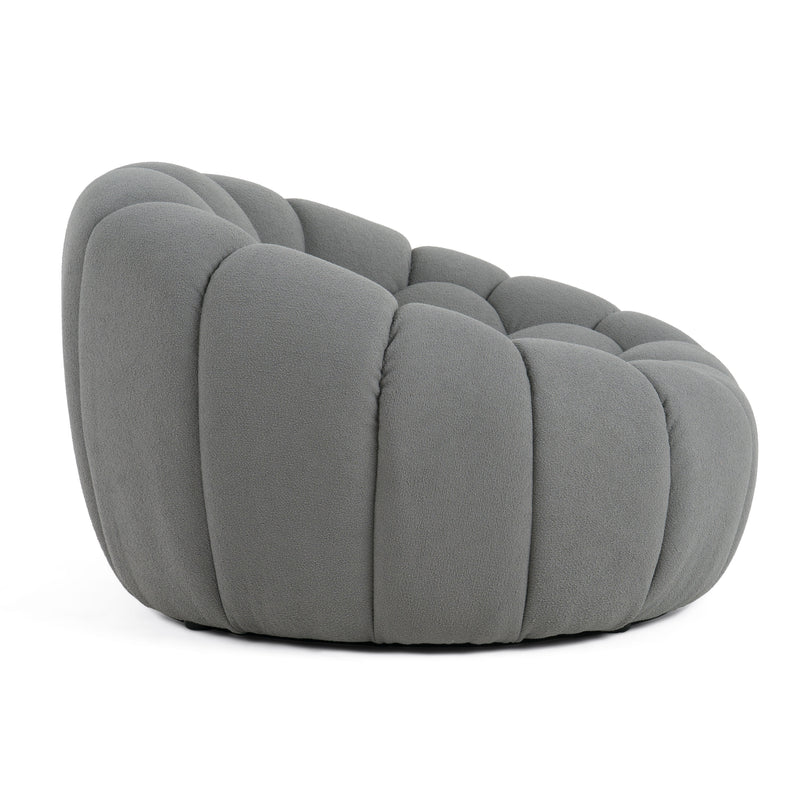 Yolonda - Modern Curved Light Grey Fabric Chair — view 3