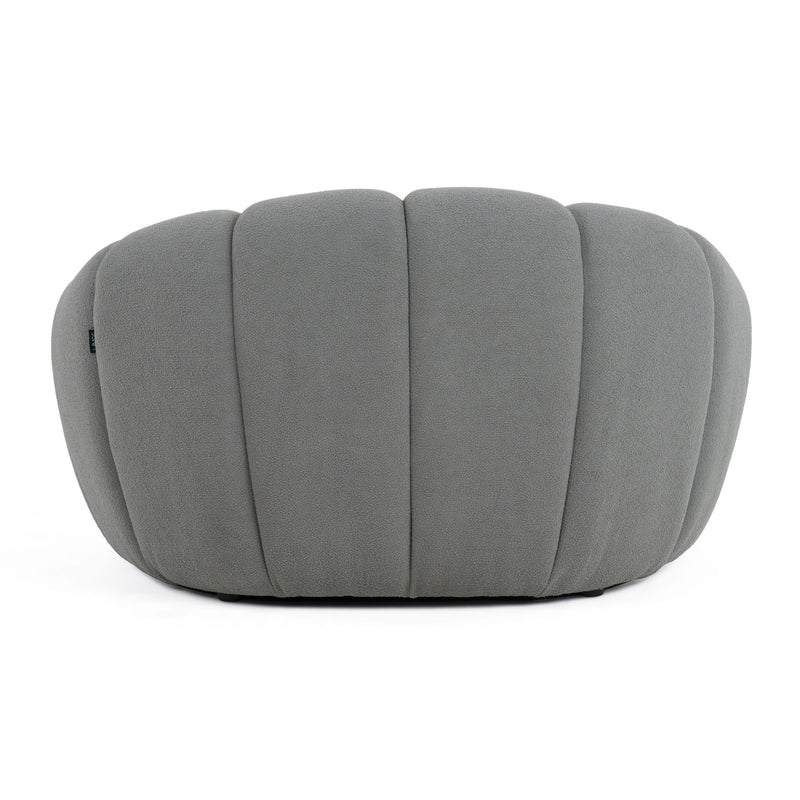 Yolonda - Modern Curved Light Grey Fabric Chair — view 4