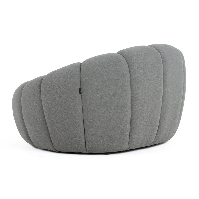 Yolonda - Modern Curved Light Grey Fabric Chair — view 5