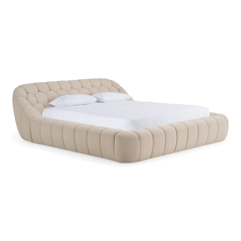 Yolonda + Soria - Modern Beige Fabric + Walnut 4-Piece Bedroom Set — view 3