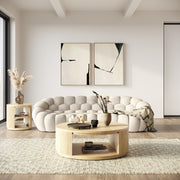 Yolonda - Modern Curved Beige Fabric Sofa