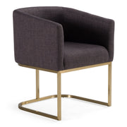 Yukon Modern Grey Fabric & Antique Brass Dining Chair — view 3