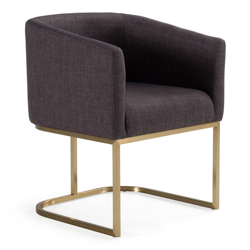 Yukon Modern Grey Fabric & Antique Brass Dining Chair — view 3